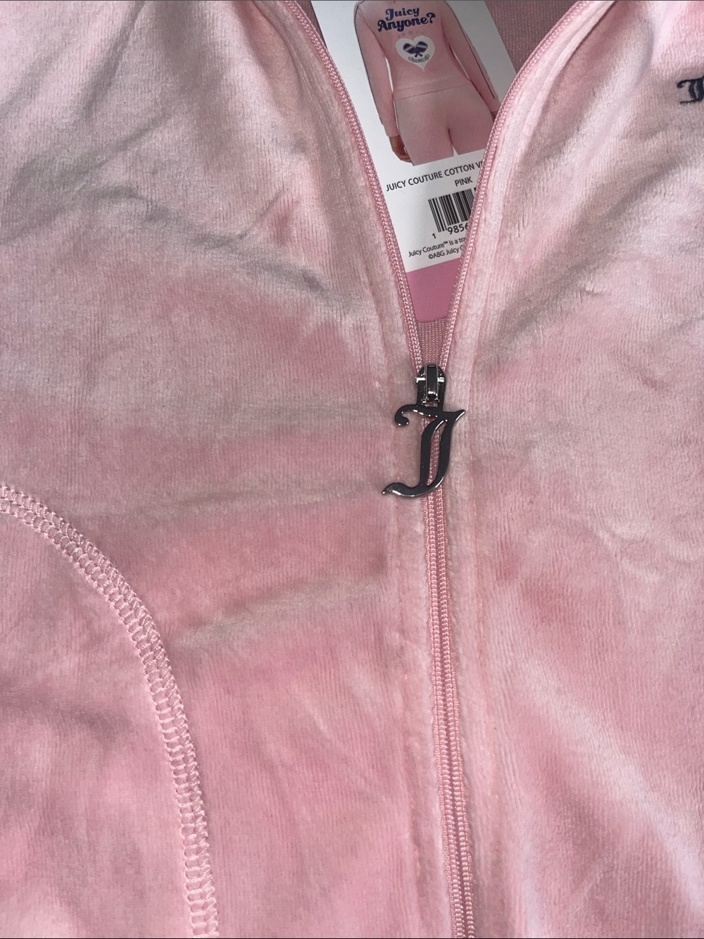 Juicy Couture Pink Zip-Up Track Jacket with Navy Collar - Picture 4 of 5